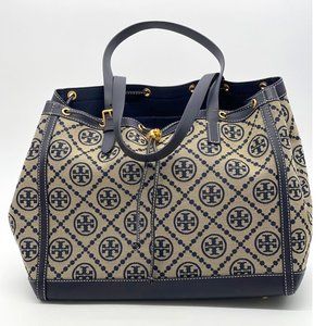 Tory Burch T Monogram Jacquard Tote Bag Tory Navy Large